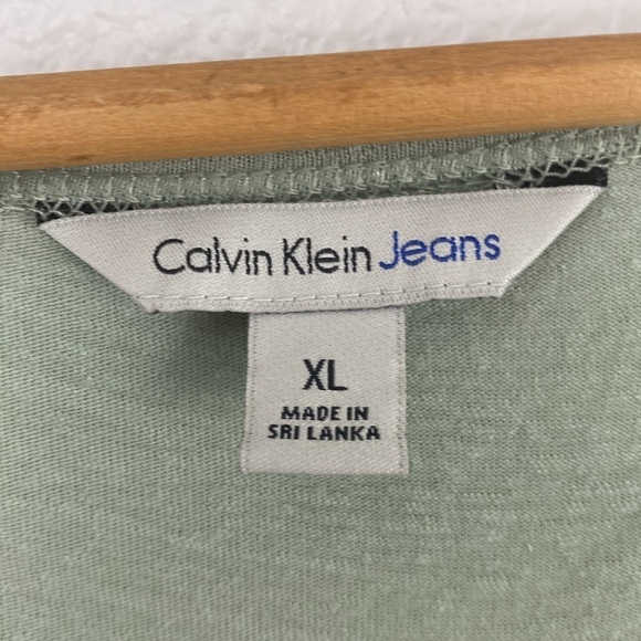 Calvin Klein Jeans Linen Blend Long Sleeve Light Green Shirt Size XL - Picture 6 of 7